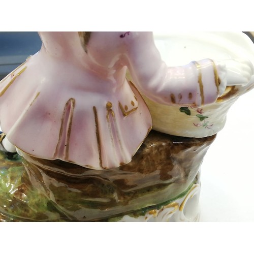 353 - * A Stevenson & Hancock Derby figural pot pourri and cover, mid to late 19th century, modelled as a ... 