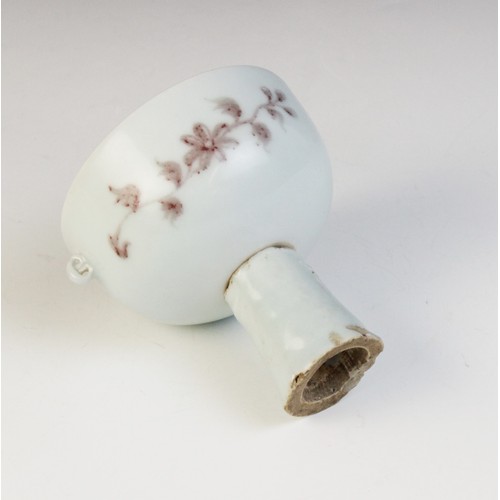 347 - * A Chinese porcelain stem cup, possibly Ming Dynasty, the iron-red decorated bowl painted to the ex... 