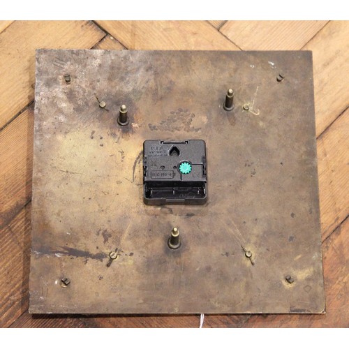 514 - A mid 18th century square brass dial signed 'W M Green, Milton', 25cm wide, a square brass dial sign... 