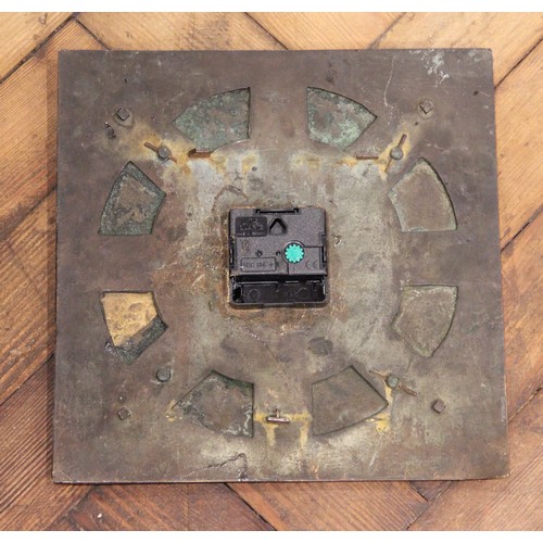 514 - A mid 18th century square brass dial signed 'W M Green, Milton', 25cm wide, a square brass dial sign... 