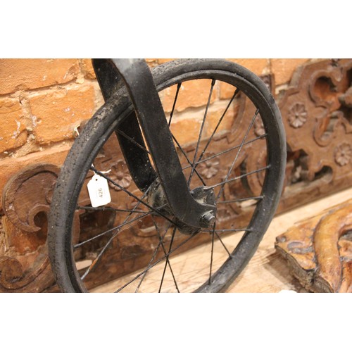 79 - A late 19th/early 20th century and later, Penny Farthing bicycle, the 122cm spoked wheel mounted wit... 