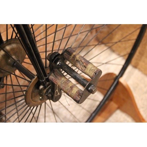 80 - * By repute an 1881 Imperial DHF Challenge Penny Farthing bicycle, the black painted tubular frame a... 