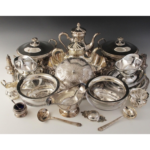 120 - A large selection of silver plated tableware, to include a pair of Christofle twin-handled dishes an... 