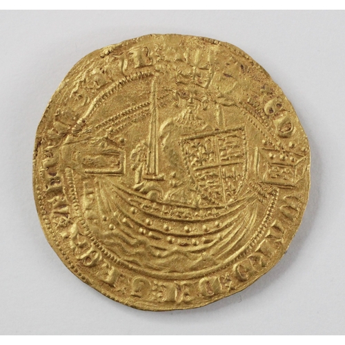 127 - Edward III, Fourth Coinage (1351-77), Treaty Period (1361-69), half-noble, King standing in ship wit... 