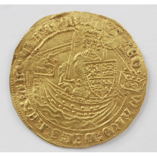 127 - Edward III, Fourth Coinage (1351-77), Treaty Period (1361-69), half-noble, King standing in ship wit... 