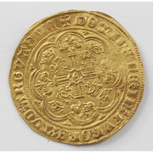 127 - Edward III, Fourth Coinage (1351-77), Treaty Period (1361-69), half-noble, King standing in ship wit... 