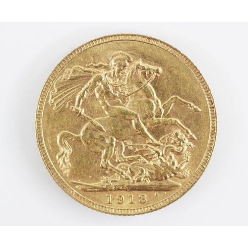 130 - A George V sovereign, dated 1913, weight 7.9gms