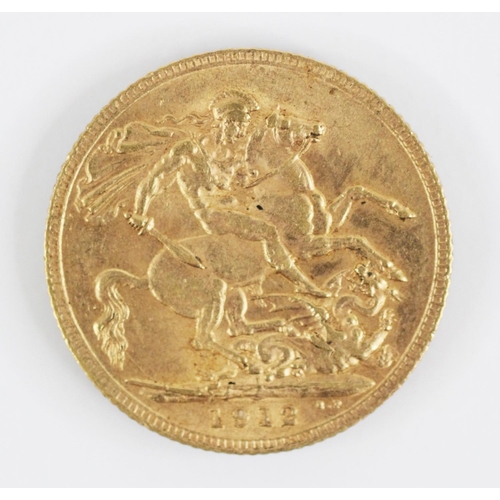 133 - A George V sovereign, dated 1912, weight 7.9gms