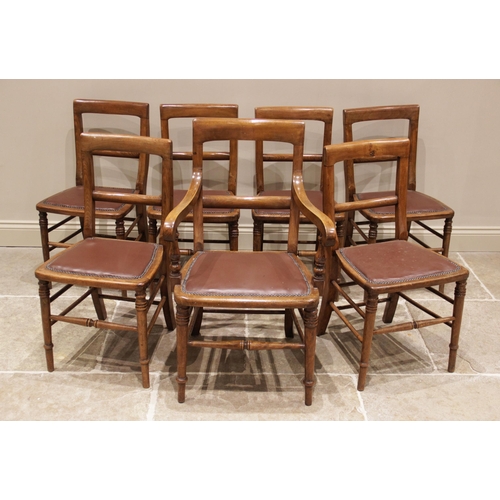 708 - A set of twelve stained beech wood rail back dining chairs, late 19th/early 20th century, each chair... 