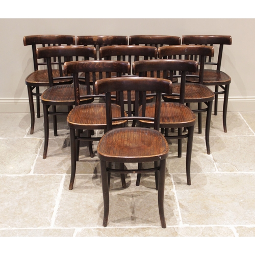 719 - A set of ten Thonet style bentwood café chairs, early 20th century, each of the stained beech wood c... 