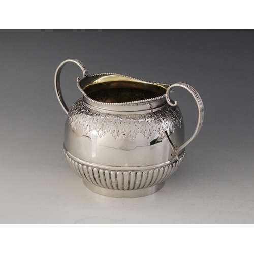 10 - A Victorian silver twin-handled sucrier, Arthur Priestley & Co, Sheffield 1894, of globular form wit... 