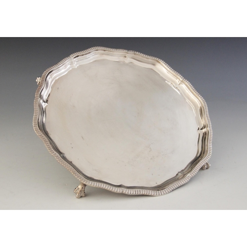 112 - A silver salver, Garrard & Co, Sheffield 1992, of octagonal form with waved gadroon border on four b... 