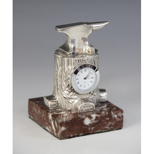 22 - A late Victorian novelty silver mounted timepiece, Douglas Clock Co, Birmingham 1898, modelled as an... 