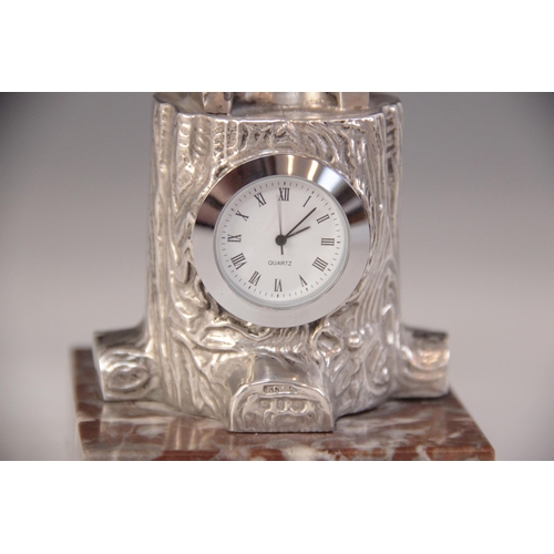 22 - A late Victorian novelty silver mounted timepiece, Douglas Clock Co, Birmingham 1898, modelled as an... 