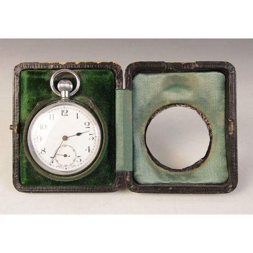 106 - An Edwardian silver mounted pocket watch stand, Henry Williamson Ltd, Birmingham 1909, of rectangula... 