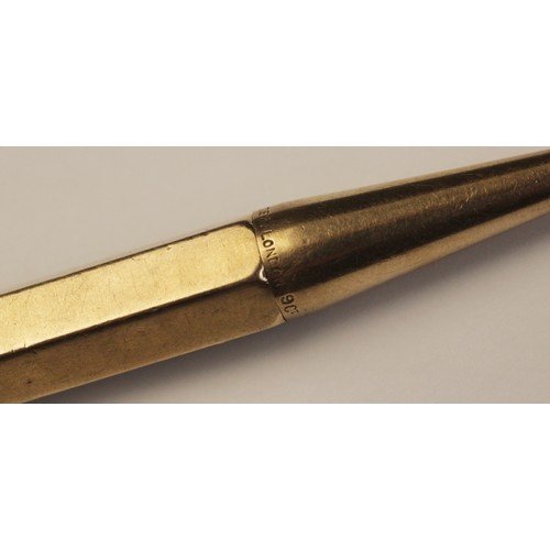 57 - An Art Deco Cartier of London 9ct gold propelling pencil, of hexagonal form with plain polished fini... 