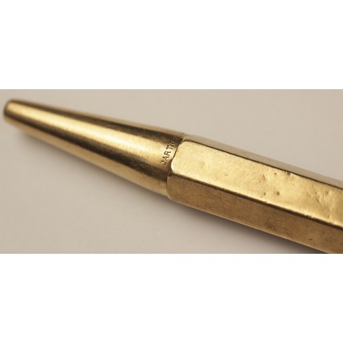 57 - An Art Deco Cartier of London 9ct gold propelling pencil, of hexagonal form with plain polished fini... 