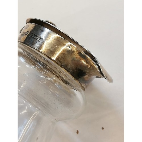 82 - A silver mounted cut glass whiskey noggin, Barker Brothers Silver Ltd, Birmingham 1937, of tapering ... 