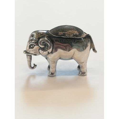 32 - An Edwardian novelty silver pin cushion modelled as an elephant, Adie & Lovekin, Chester 1909, 3.7cm... 