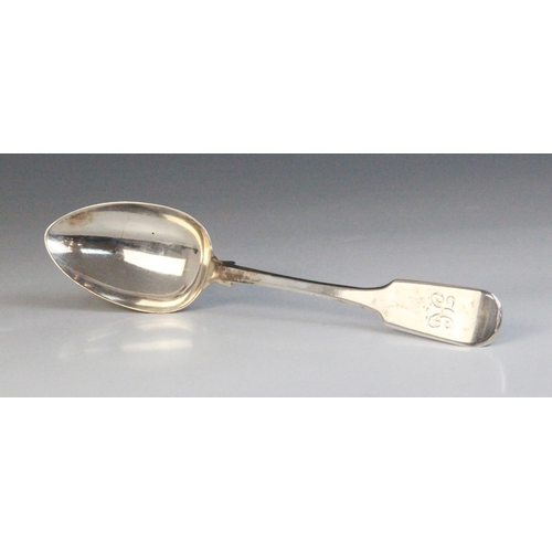25 - A George III silver fiddle pattern spoon, David Darling, Newcastle 1814, monogrammed initial 'H' to ... 