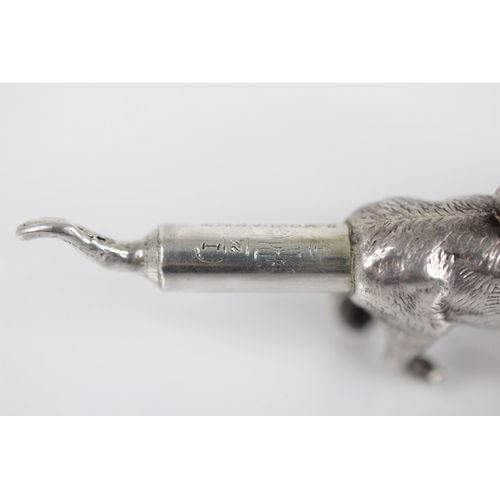 49 - A Victorian novelty silver coloured propelling pencil by Sampson Mordan, modelled as a cat in standi... 