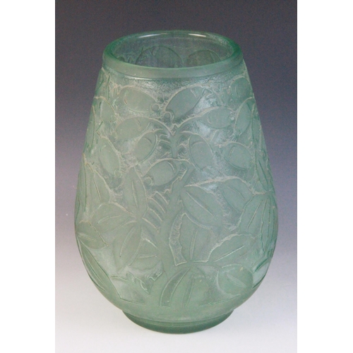 596 - An Art Deco Daum Nancy baluster vase, early 20th century, the body deeply wheel cut and etched with ... 