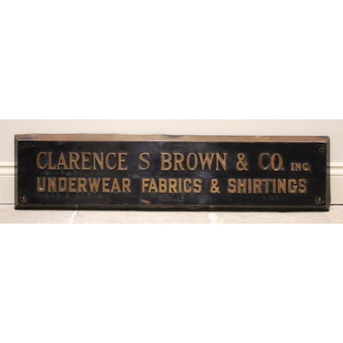 646 - A late 19th/early 20th century copper sign, probably American, the rectangular sign 'Clarence S Brow... 