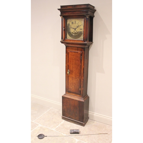 686 - A George III oak cased thirty hour longcase clock, by Joseph Smith, Wrexham, the flat top hood with ... 