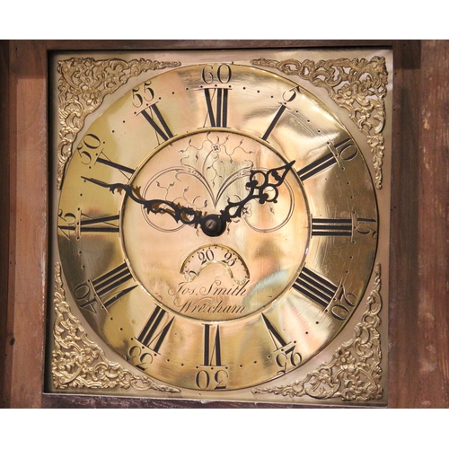 686 - A George III oak cased thirty hour longcase clock, by Joseph Smith, Wrexham, the flat top hood with ... 