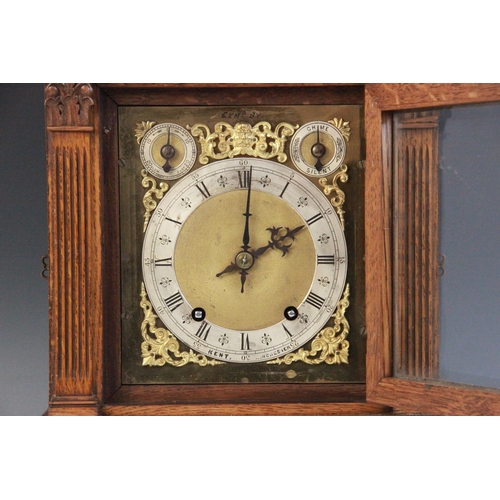 698 - A late 19th century oak cased German bracket clock, by Winterhalder and Hofmeier, the architectural ... 