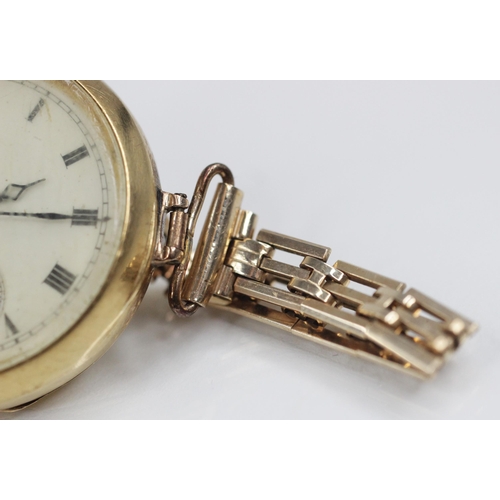 79 - An Edwardian 18ct gold fob watch, the round dial with Roman numerals and subsidiary dial to six 'o' ... 