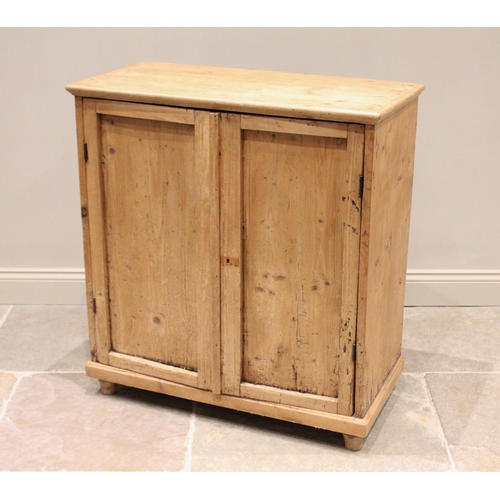 804 - A Victorian pine and later constructed two door cupboard, the rectangular top with moulded edge abov... 