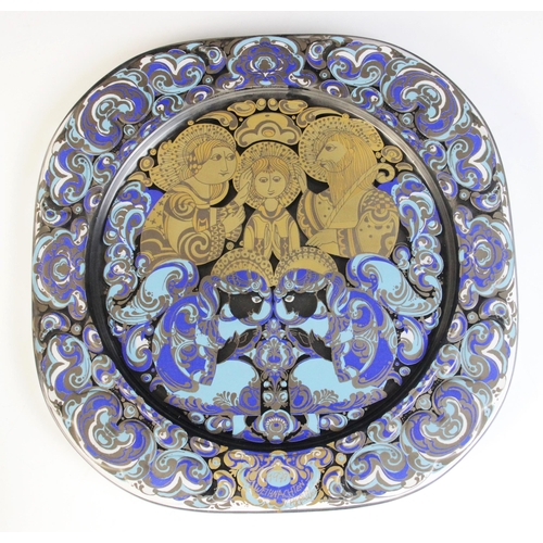 577 - Six Rosenthal glass Christmas plates, German 20th century, the shaped plates decorated with gilt and... 