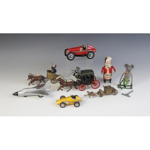 672 - Four Schuco clockwork toys, 20th century, comprising a 1033 Douglas-Skyray, a 1050 Mercedes racing c... 