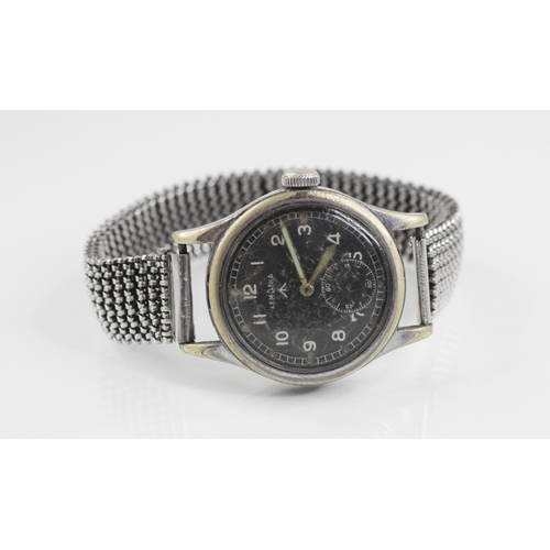 75 - A Second World War British Military Issue Lemania W.W.W manual wristwatch, the circular black dial b... 