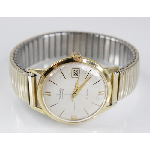 80 - A Gentleman's 18ct gold vintage Nivada automatic wristwatch, the circular dial with baton markers an... 