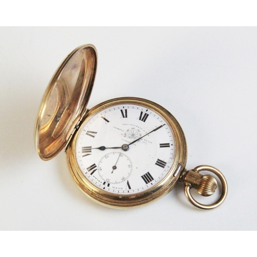 82 - A Thomas Russell & Son Tempus Fugit full hunter pocket watch, the white dial with Roman numerals and... 