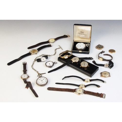 88 - A selection of Victorian and later pocket watches and wristwatches, to include a silver open face Wa... 