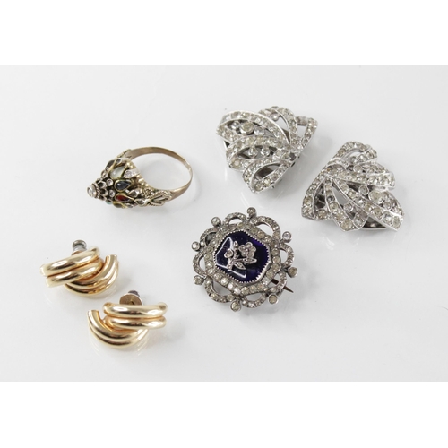 97 - A Thai 'princess' gemstone and paste set ring size O 1/2, together with a 19th century blue and whit... 