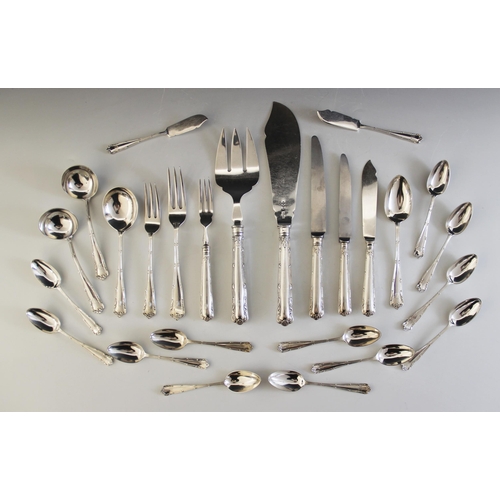 29 - A part-set of silver cutlery, Asprey & Co Ltd, London 1954, comprising twelve teaspoons, each 13.5cm... 