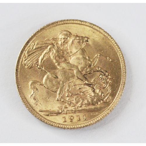 65 - A George V sovereign, dated 1911, weight 8.0gms