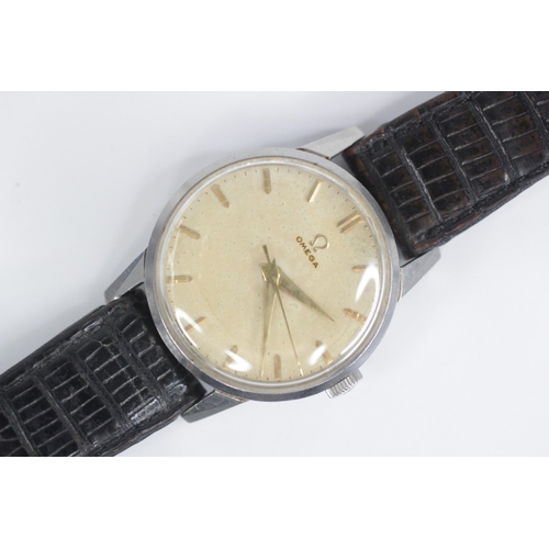 84 - A Gentleman's 1950's Omega automatic wristwatch, the cream circular dial with baton markers, set to ... 