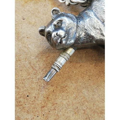 49 - A Victorian novelty silver coloured propelling pencil by Sampson Mordan, modelled as a cat in standi... 