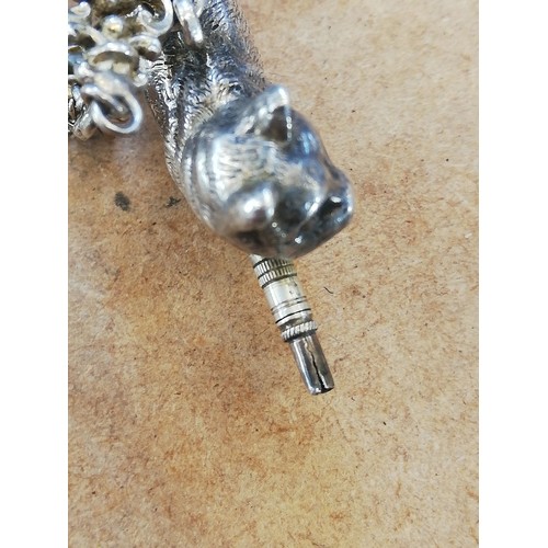 49 - A Victorian novelty silver coloured propelling pencil by Sampson Mordan, modelled as a cat in standi... 