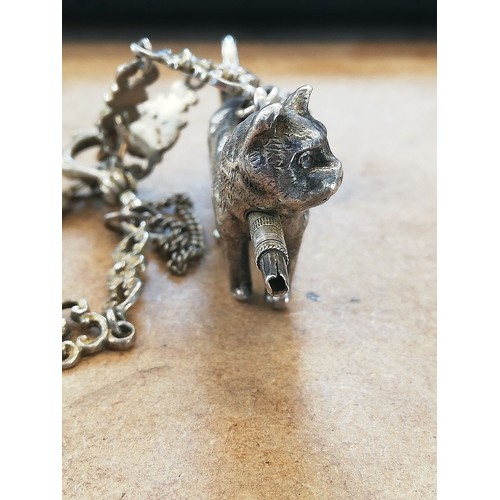 49 - A Victorian novelty silver coloured propelling pencil by Sampson Mordan, modelled as a cat in standi... 