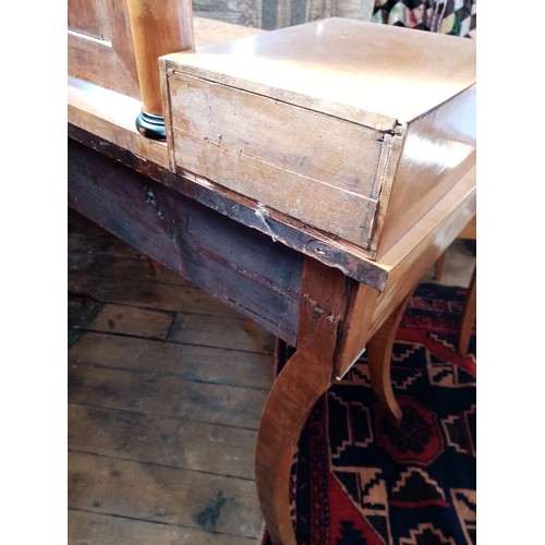 744 - A Biedermeier style satin birch dressing table, mid 19th century, the rectangular mirrored plate wit... 