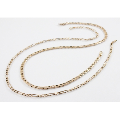 111 - A 9ct gold anchor link chain, lobster claw and loop fastening, 46.5cm long, together with a 9ct gold... 