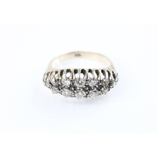 124 - A Victorian diamond boat ring, comprising twelve graduated old cut diamonds, measuring between 2.20m... 