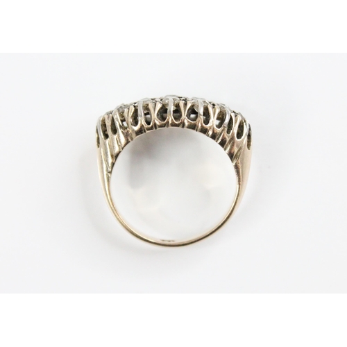 124 - A Victorian diamond boat ring, comprising twelve graduated old cut diamonds, measuring between 2.20m... 