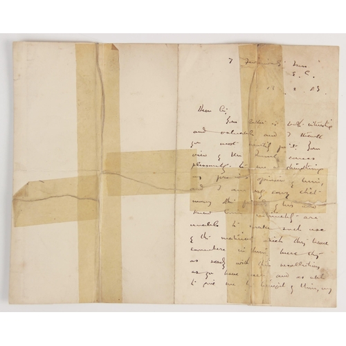 187 - J.M. BARRIE INTEREST: A hand-written letter from J.M. Barrie to an unknown recipient, on folded note... 